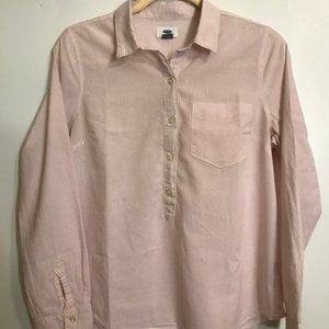 Old Navy Pink and White Cotton Blouse Medium